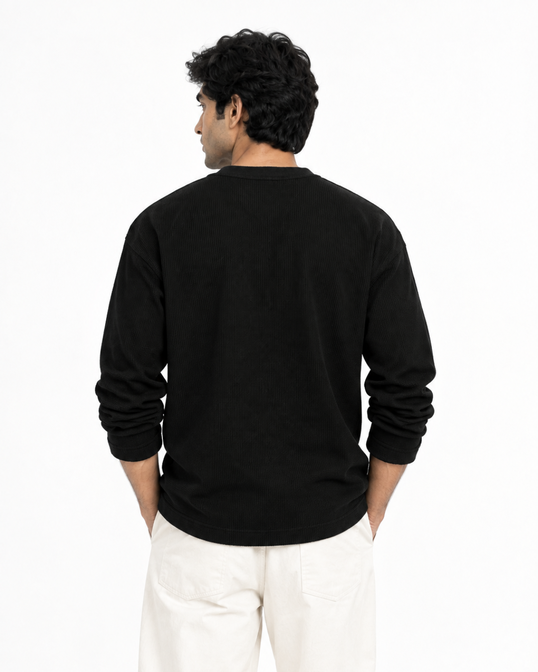Black Waffle Henley
