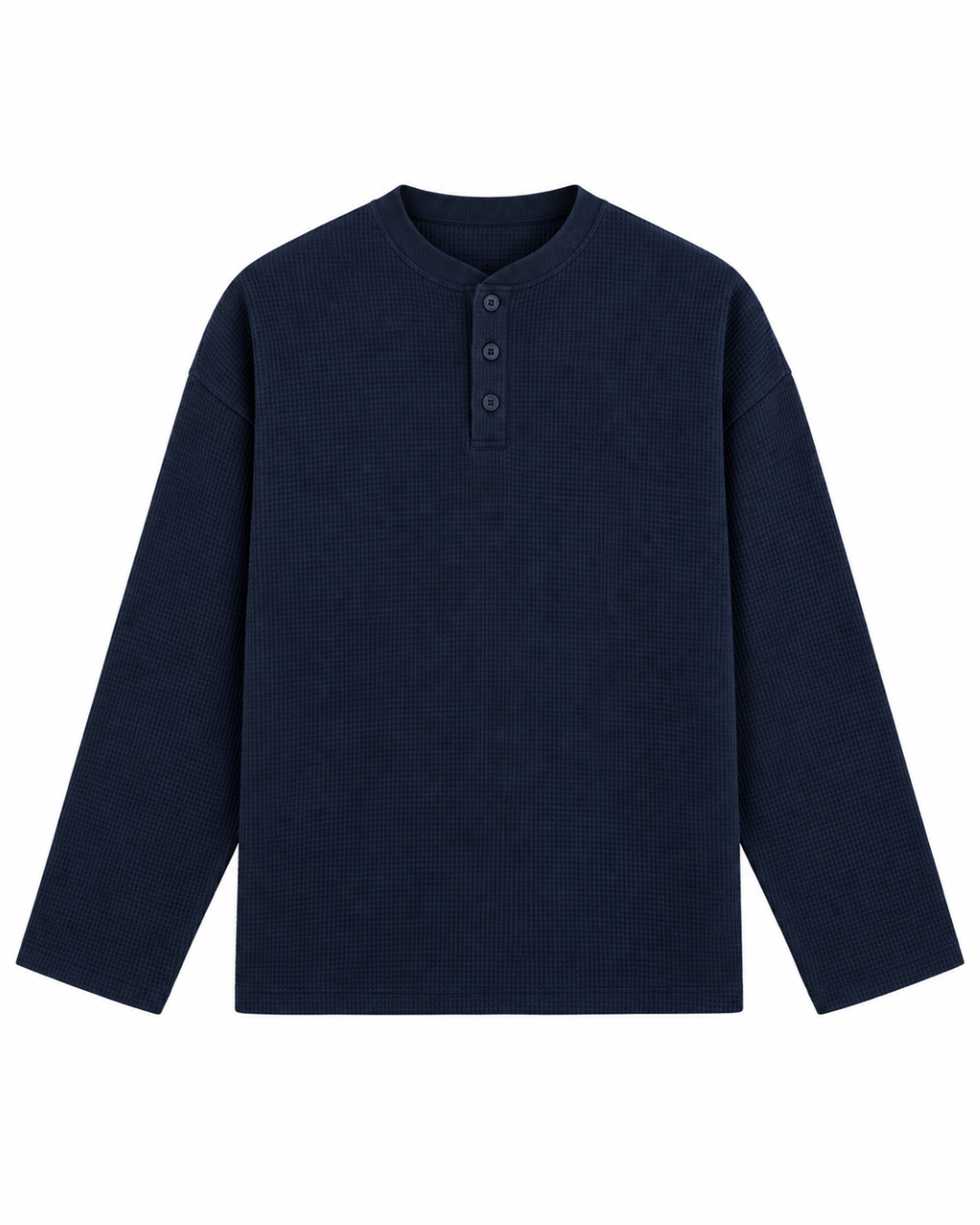 Navy Waffle Henley