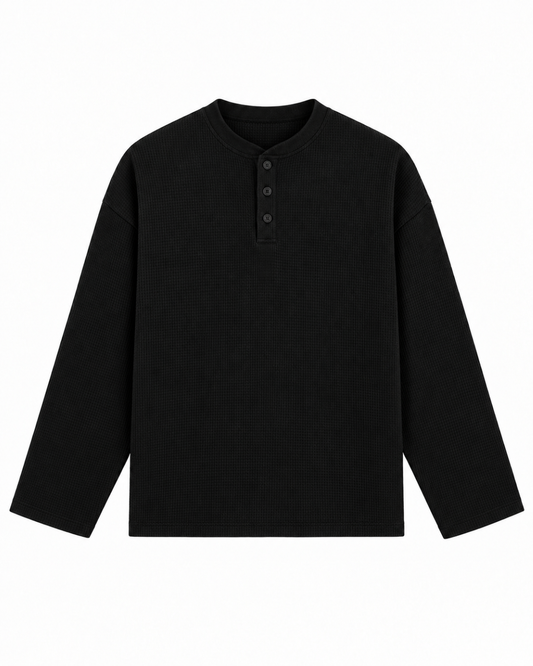 Black Waffle Henley