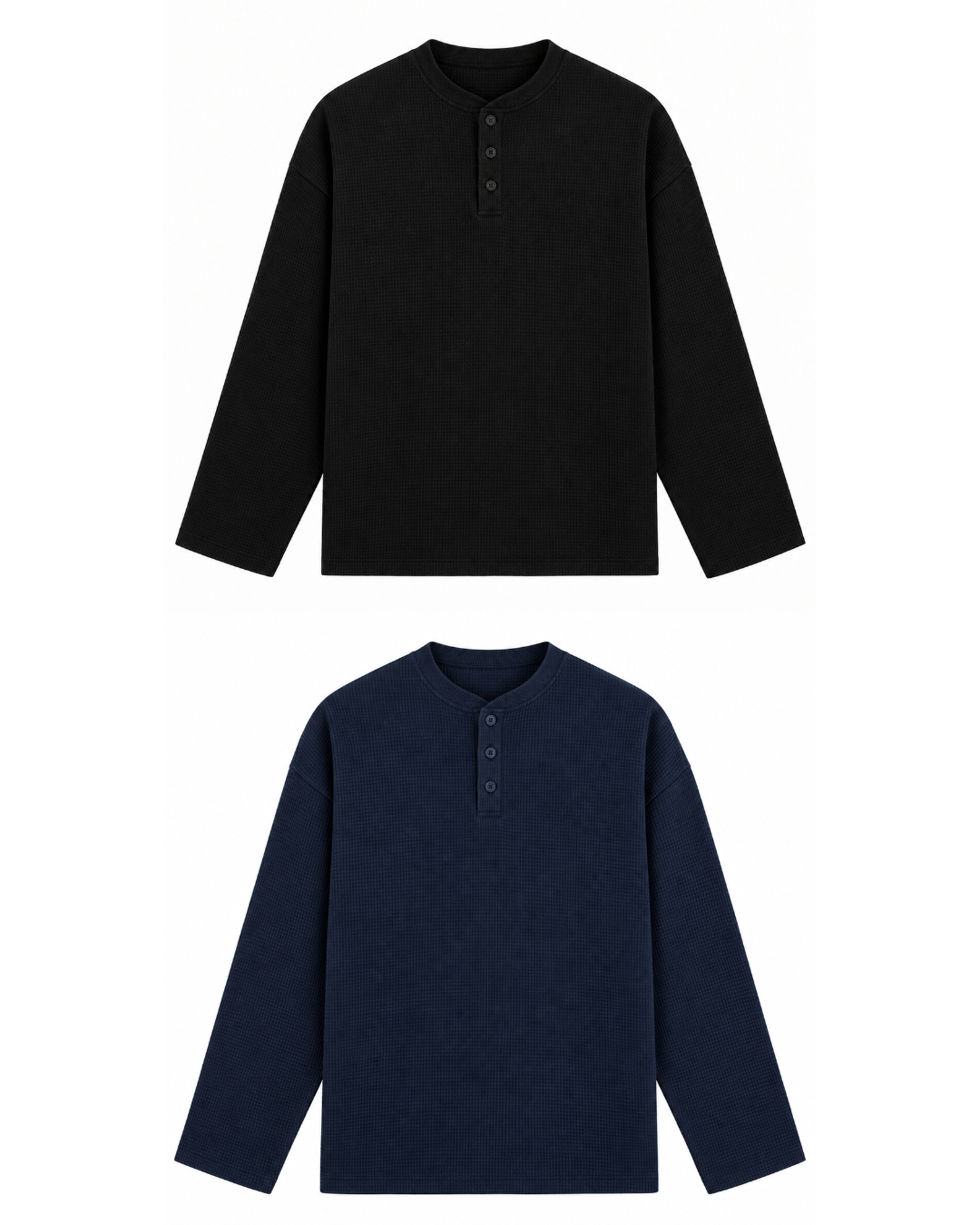 Black & Navy Henley