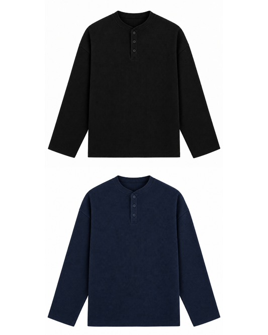 Black & Navy Henley