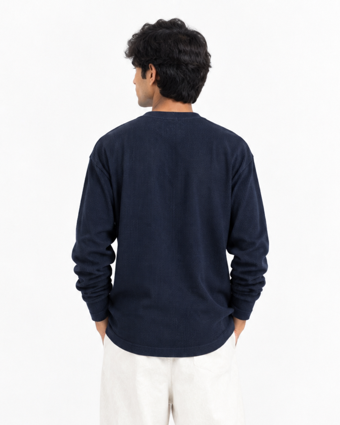 Off White & Navy Henley