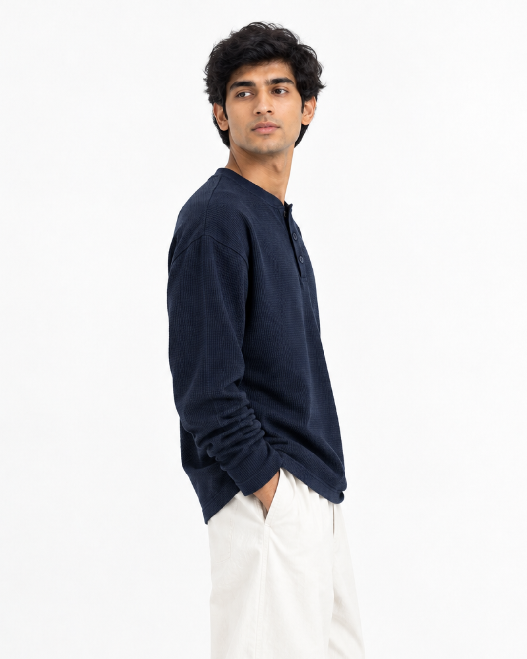 Off White & Navy Henley