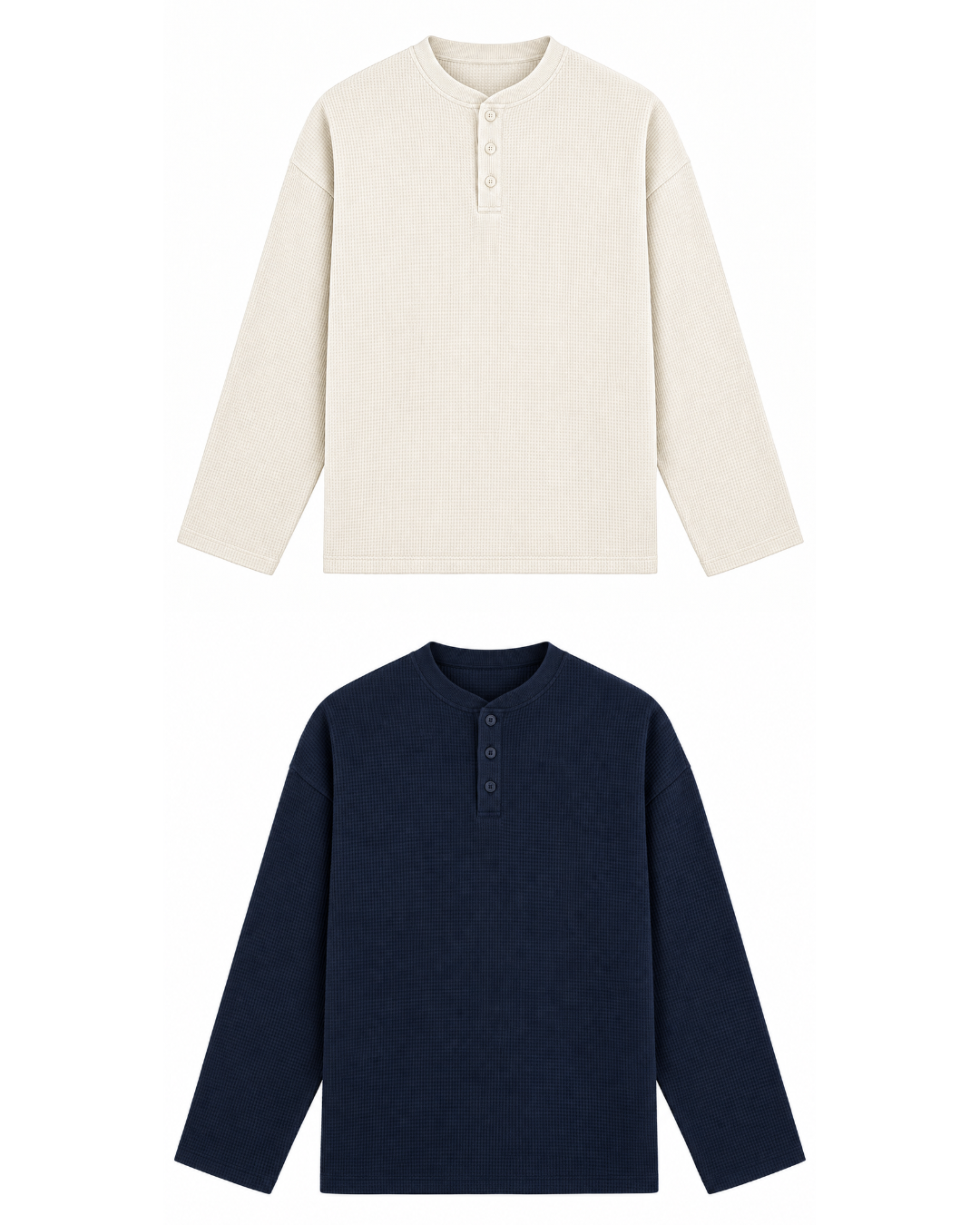 Off White & Navy Henley