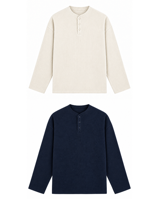 Off White & Navy Henley