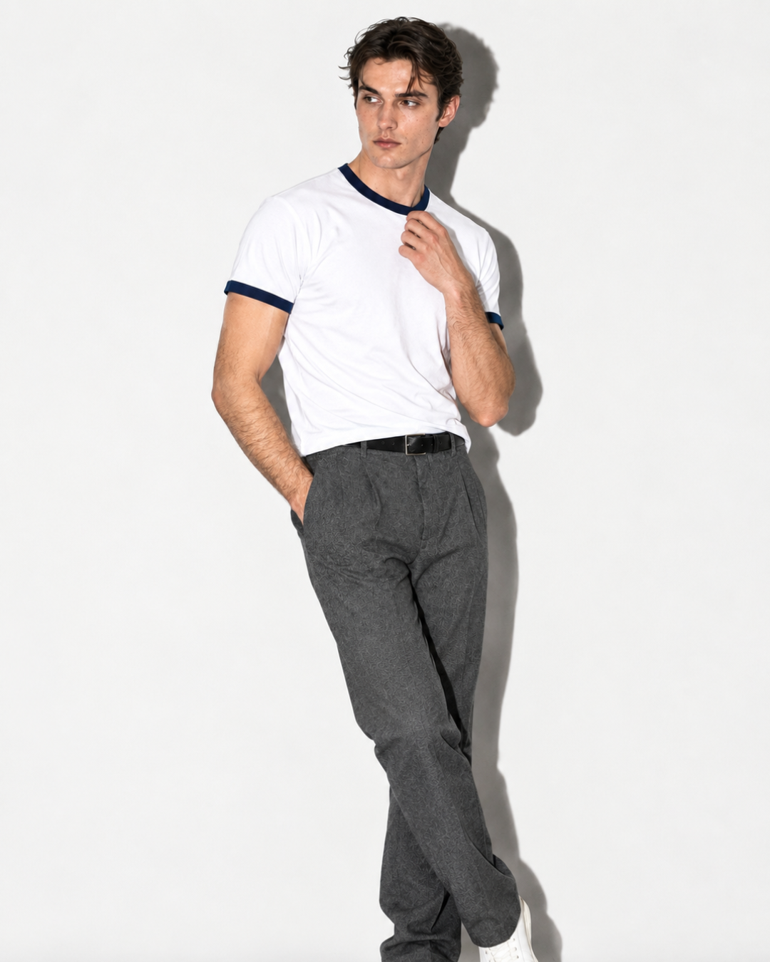 White & Navy Ringer T-Shirt