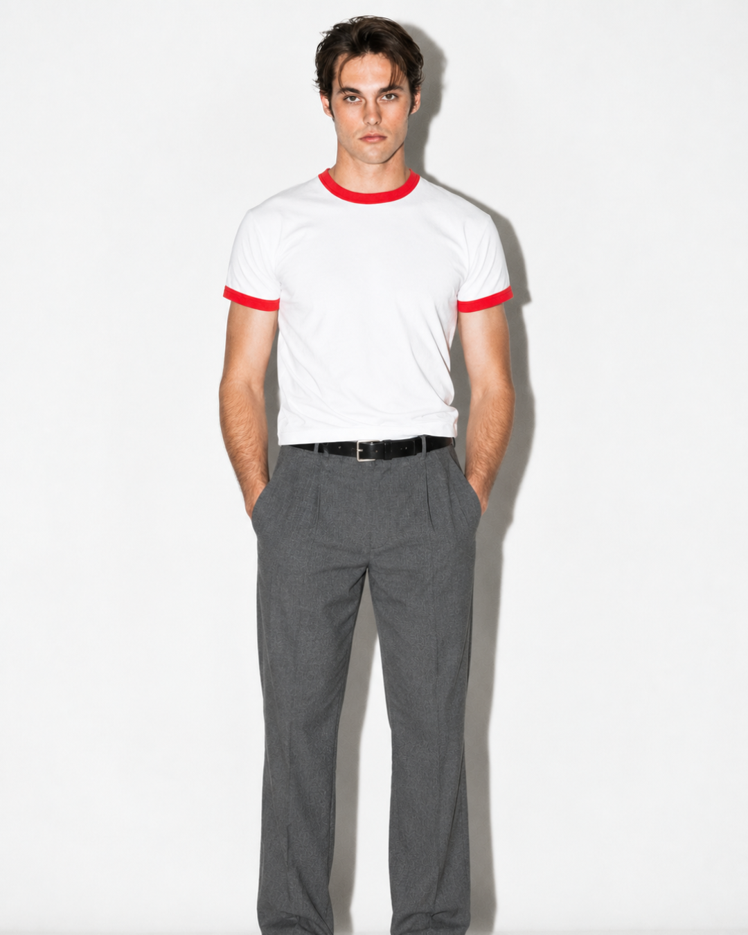 White & Red Ringer T-Shirt