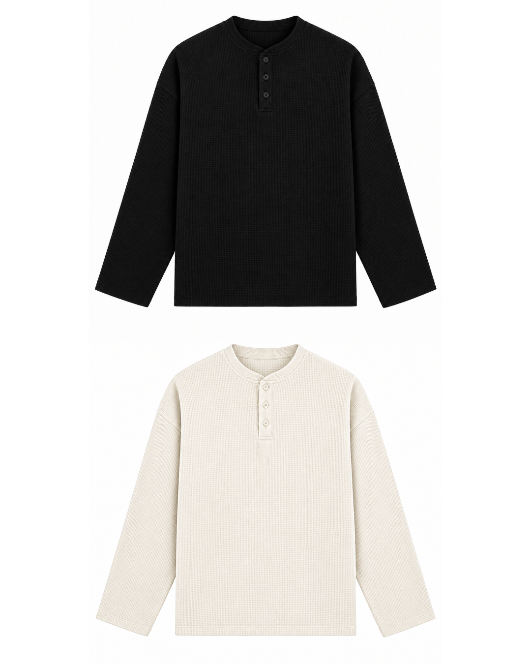 Black & Off White Henley