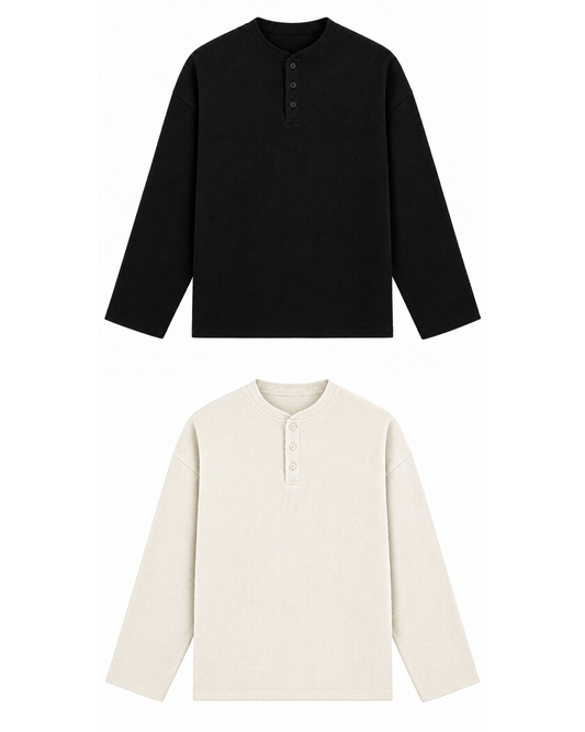 Black & Off White Henley