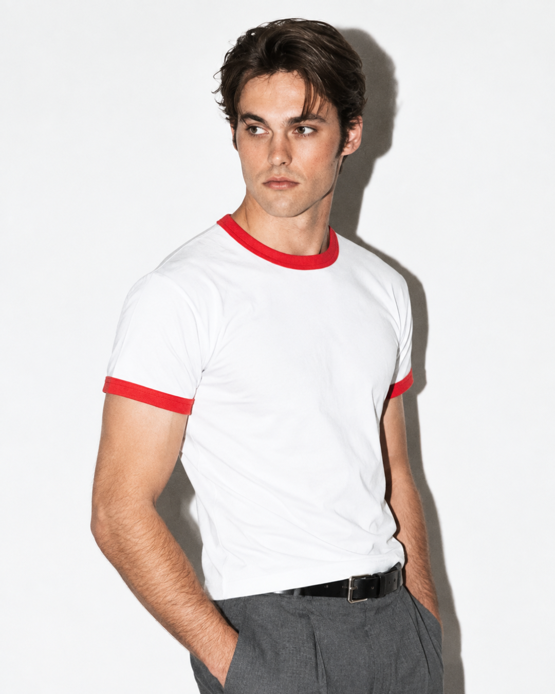 White & Red Ringer T-Shirt